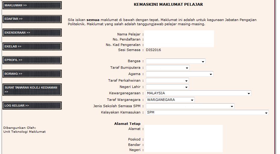 Sila mendaftar secara online selepas satu (1) hari pembayaran yuran dibuat. 2. Login e-portal.