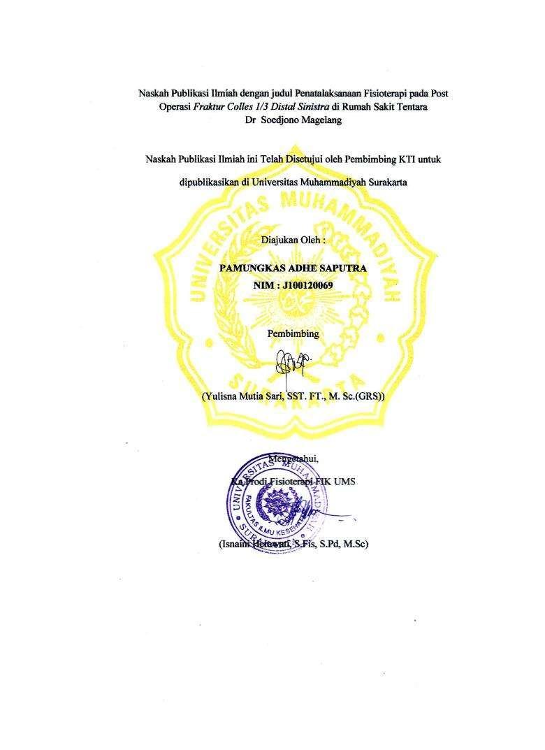 KTI untuk dipublikasikan di Universitas Muhammadiyah Surakarta Diajukan Oleh : PAMUNGKAS ADHE SAPUTRA NIM : J100120069