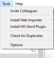 Instalasi Web Importer & Ms Words Plug in klik Tools kemudian klik Install Web Importer.