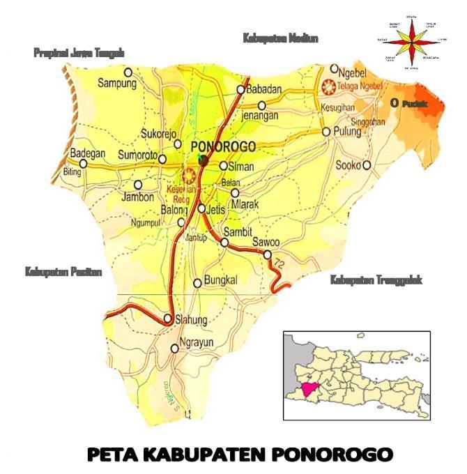 BAB III GAMBARAN UMUM 3.1. Profil Kabupaten Ponorogo Kabupaten Ponorogo merupakan salah satu kabupaten yang ada di bagian barat Provinsi Jawa Timur. Luas wilayahnya 1.
