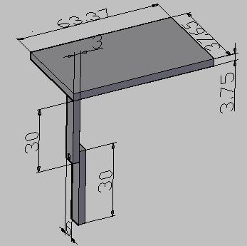 Rancangan meja potong singkong dengan ketinggian 63,37 cm, panjang meja 63,37 cm dan lebar meja 37,65 cm merupakan meja