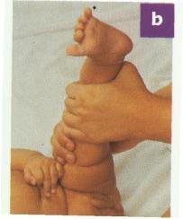 22 (2) Peras dan putar Pegang kaki bayi pada pangkal paha
