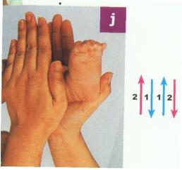 25 Peganglah pergelangan kaki bayi. Gerakkan tangan anda secara bergantian dari pergelangan kaki ke pangkal paha.