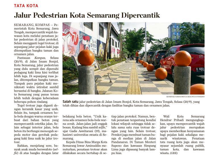 Judul Jalur Pedestrian Kota Semarang Dipercantik Tanggal Media