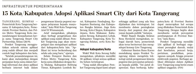 Judul 15 Kota/Kabupaten Adopsi Aplikasi Smart City dari Kota Tangerang Media Kompas (Halaman, 22)