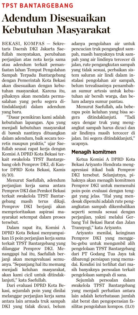 Judul Adendum Disesuaikan Kebutuhan Masyarakat Tanggal Media Kompas (Halaman 27) Resume Sekretaris Daerah DKI Jakarta Saefullah