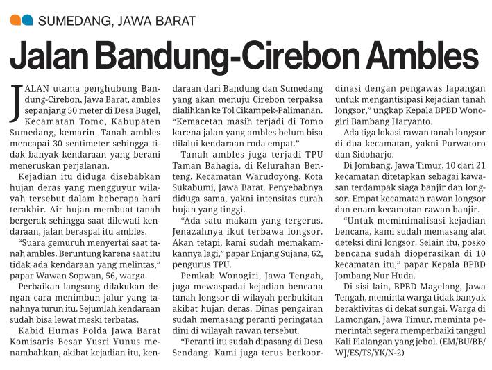 Judul Jalan Bandung-Cirebon Ambles Tanggal Media Media Indonesia (halaman 26) Resume Jalan utama