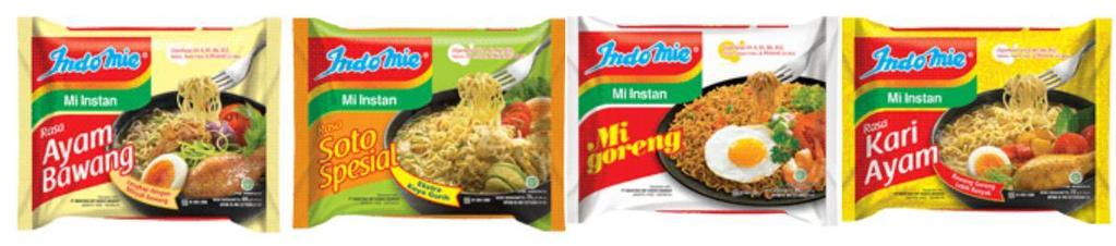 1.1.3 Produk Indomie Produk unggulan Indomie adalah Indomie Goreng, Indomie Rasa Soto, Indomie Kari Ayam dan Indomie Soto. Meskipun begitu inovasi tetap menjadi fokus utama produk Indomie.