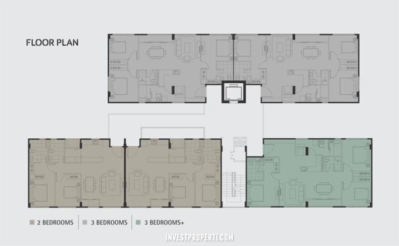 Floor Plan Apartemen Lloyd Signature Alam Sutera Tipe 3 Bedroom luas 131.5 m2 / 3 Bedroom + seluas 135.
