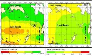 Dari uraian tabel di atas dapat dilakukan analisis Wilayah Perairan Maluku yang mempunyai potensi ikan yang cukup besar berdasarkan sebaran konsentrasi klorofil-a