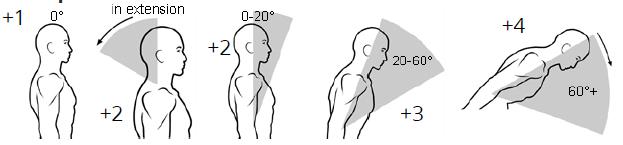 Skor penilaian untuk postur tubuh bagian leher (neck) : Tabel 2.1 Skor bagian leher (neck) Pergerakan Skor Skor Tambahan 10 0-20 0 1 + 1 jika leher berputar > 20 0 2 Ekstensi 2 + 1 leher miring 2.
