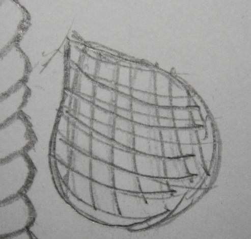 kecil-kecil, disederhanakan menjadi bentuk belah ketupat, yang didapat dari persilangan
