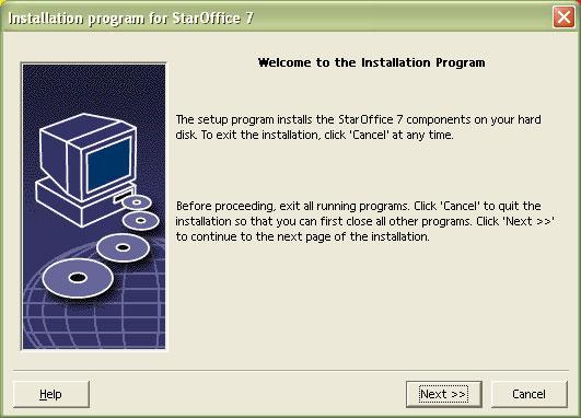 Langkah- Langkah Menginstallasi StartOffice 7 : 1.