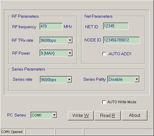 40 Modul APC0 dilengkapi dengan RF-Magic sebagai pengatur frekuensi yakni menyamakan frekuensi pengirim dan penerima serta mengatur kecepatan pengiriman sehingga data yang dikirim dapat terbaca di PC.