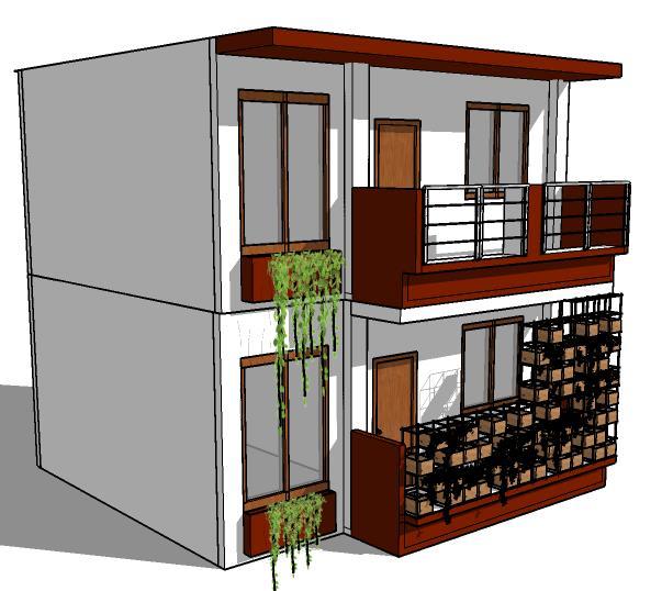 Balkon yang menggunakan modul green facade dapat menjadi secondary skin sehingga