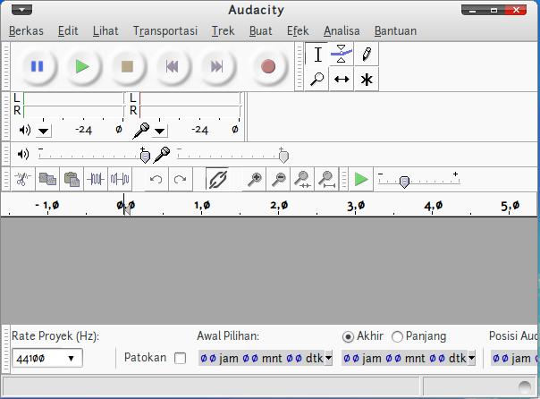 BAB I Pengenalan Audacity Menu Bar Meter Toolbar Control Toolbar Mixer Toolbar Status Bar Edit Toolbar Track Gambar 1.7 Antarmuka Audacity Penjelasan : 1.