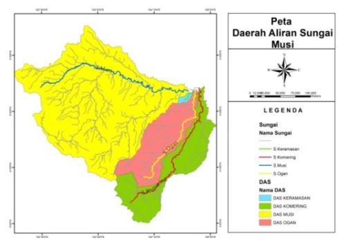 8 Metode Snyder Pemodelan dengan metode Snyder digunakan untuk 4 DAS besar di Sumatera Selatan yang bermuara ke Sungai Musi Kota Palembang yaitu DAS Musi dengan titik outlet di Pulokerto, DAS