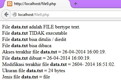 php 5) Jika script yang anda ketikkan benar dan file data.