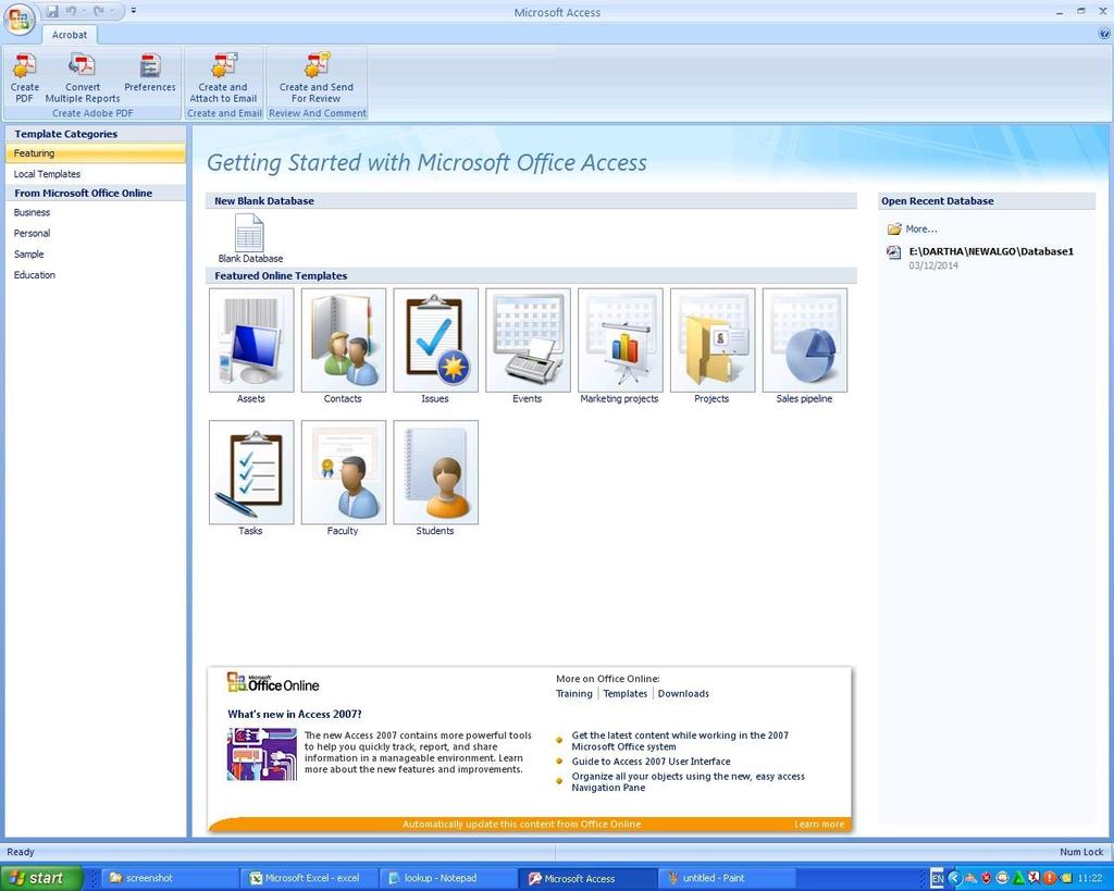 Memulai Microsoft Access Klik Start