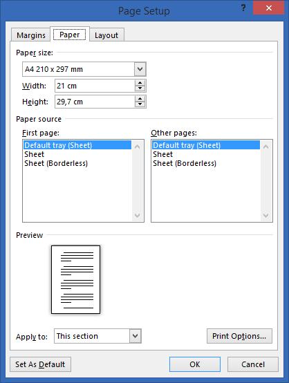 Mengatur Paper Klik tab Paper