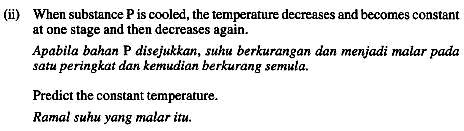 Soalan 2 (c) (ii) Soalan menguji kefahaman untuk meramal suhu malar. Contoh Jawapan.