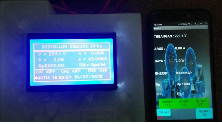 Gambar 6 Tampilan Hasil pada LCD dan Android system 4.