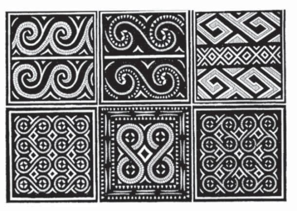 Tumpal banji motif merupakan contoh pilin kawung lereng dan meander Contoh motif