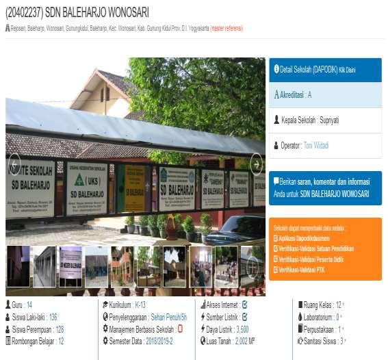 MENU PROFIL SEKOLAH ASAL Informasi profil sekolah asal Pada