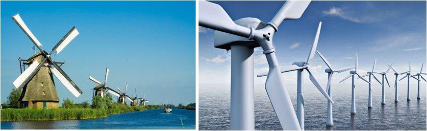 Pemanfaatan energi angin menggunakan kincir angin yang dihubungkan dengan