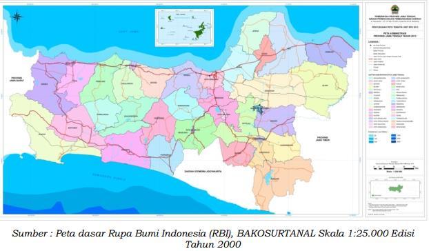 5 PROVINSI JAWA TENGAH 5.1 KONDISI UMUM WILAYAH Provinsi Jawa Tengan merupakan provinsi yang berada di Pulau Jawa.