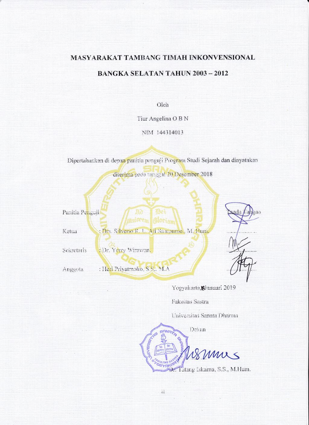 MASYARAKAT TAMBANG TIMAH INKONVENSIONAL BANGKA SELATAN TAHUN SKRIPSI - PDF  Download Gratis