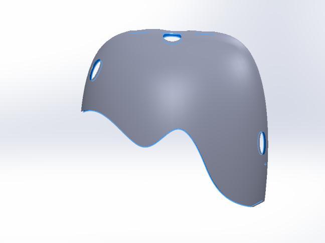 Gamabar 3.9 Desain helm sepeda dengan tulang lurus ke samping keterangan: Pada gambar 3.