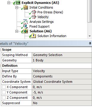 menu "details of velocily, pada scape Geometry pilih seluruh body helmet kemudian definition define by pilih component maka akan mrurcul di kolom bawah coordinate system masukan nilai velocity