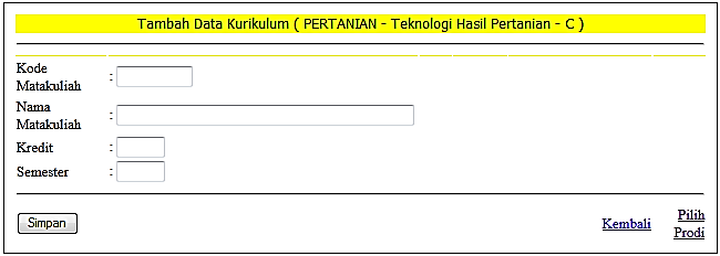 Tampilan laman Tambah data kurikulum 10.