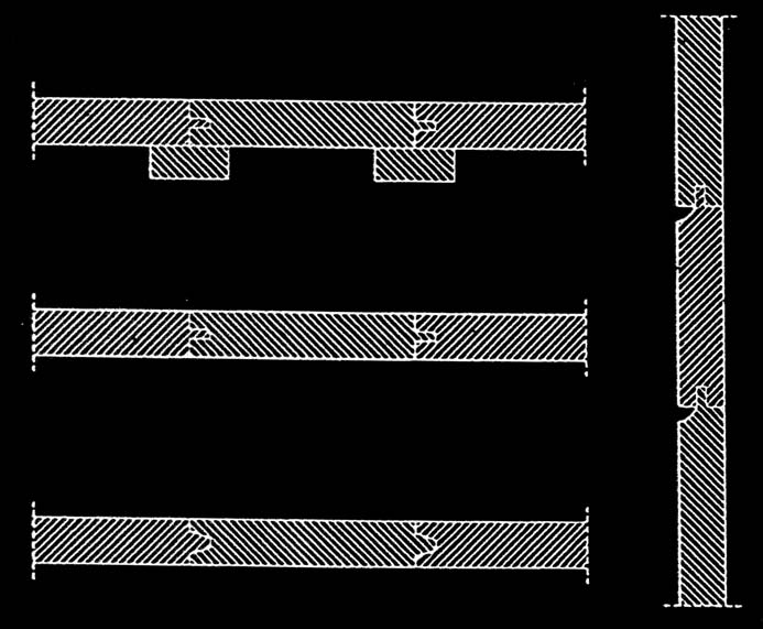 Menggambar Sambungan Kayu Arah Melebar Untuk papan-papan yang akan dipergunakan sebagai lantai atau dinding bangunan, disambung terlebih dahulu agar lantai maupun dinding kayu dapat rapat dan
