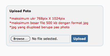 page 9 8) Jika nama file sudah tampil pada form, selanjutnya klik tombol Upload untuk menyimpan file foto.