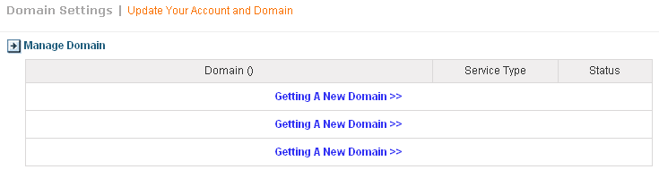 Membuat domain Jika pendaftaran account berhasil, maka akan muncul layar manage domain