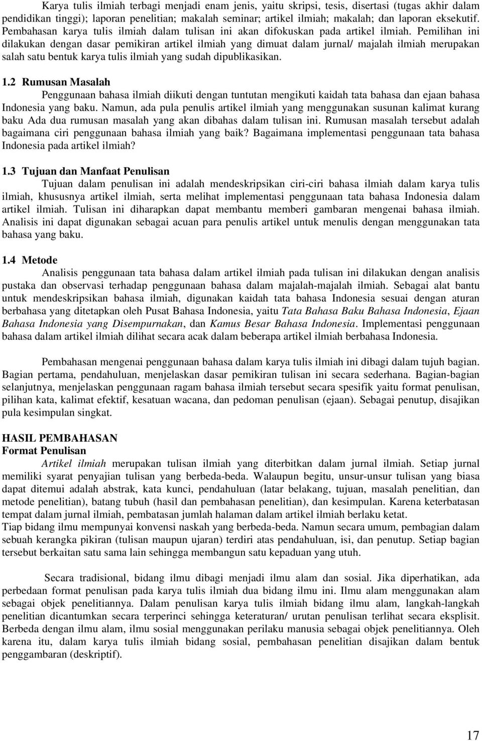 Analisis Penggunaan Tata Bahasa Indonesia Dalam Penulisan Karya Tulis Ilmiah Studi Kasus Artikel Ilmiah Retno Asihanti Setiorini Abstrak Pdf Free Download