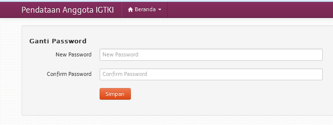 b. Change password Menu ganti password adalah menu untuk mengganti password anda jika perlu, agar lebih aman anda