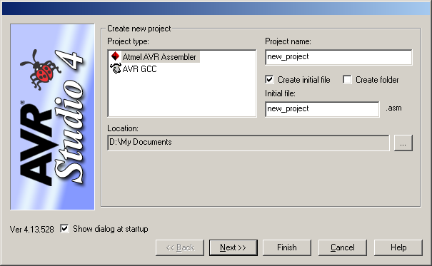 64 Gambar 2.25 Dialog New Project AVR Studio 4 pada saat aplikasi dijalankan Apabila Anda tidak menginginkan kedua pilihan tersebut, Anda dapat menekan tombol Cancel. 2.7.2.2 Simulasi Pada AVR Studio 4 Fasilitas yang ada pada AVR Studio 4 memungkinkan Anda dapat melakukan simulasi terhadap proyek yang dibangun.
