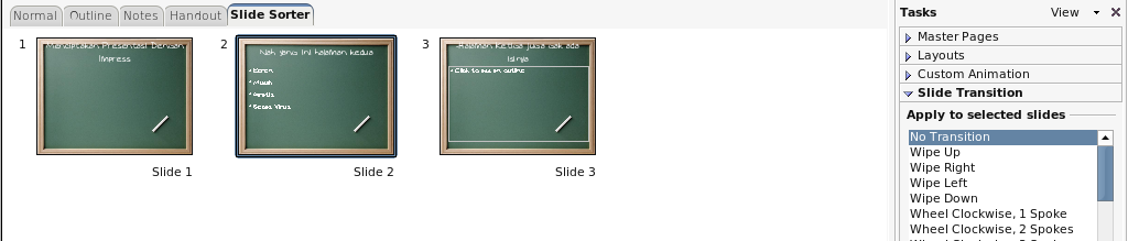 1. Perkenalan gambar 4: Outline pada workspace Notes view Untuk menambahkan catatan pribadi pada tiap slide namun tidak akan ditampilkan pada presentasi gambar 5: Notes view pada workspace Slide