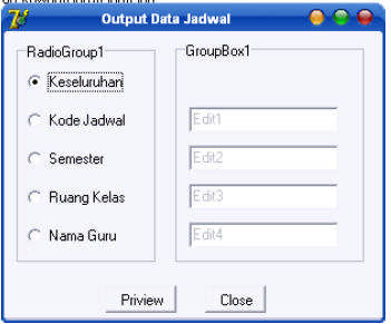 Gambar 14. Tampilan Form Output Data Jadwal j.