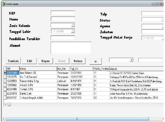 TAMPILAN HASIL PROGRAM Menu Utama File ini adalah file form menu utama yang merupakan tampilan utama dari program, adapun tampilan menu utama seperti pada Gambar di bawah ini : Gambar 5.