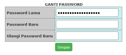 III. GANTI Password NIP Digunakan apabila akan mengubah password lama dengan password baru, default adalah a) Masukan Password Lama dan