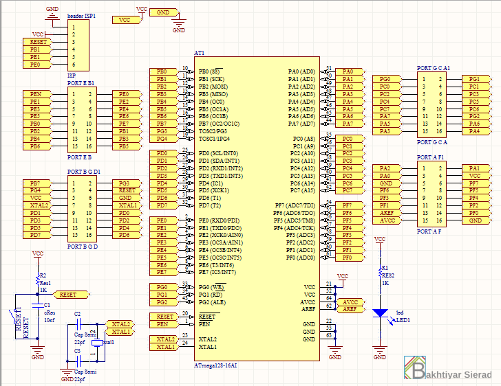 lainnya. Pemrograman mikronkontroler menggunakan bahasa C dengan CodeVision AVR sebagai compiler. Berikut ini adalah gambar rangakaian minimum sistem dari ATMEGA128 Gambar 3.