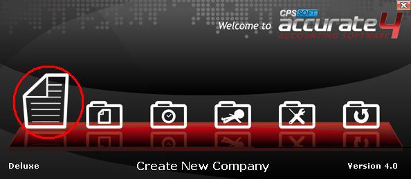Pada tampilan Welcome To ACCURATE 4, klik tombol Create New Company (Buat Database Baru).