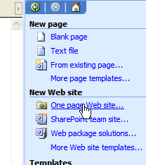 3. Pada Tasks Pane klik One page Web site Gambar 13.