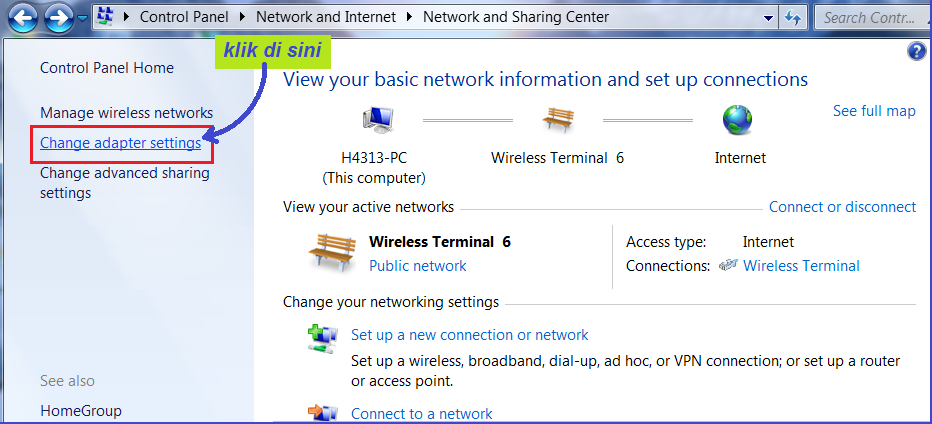 7. Pada jendela berikutnya, isikan sebagai berikut: a. Pada Network name : bebas anda menentukan nama network, pada contoh ini saya beri nama Sharing b.