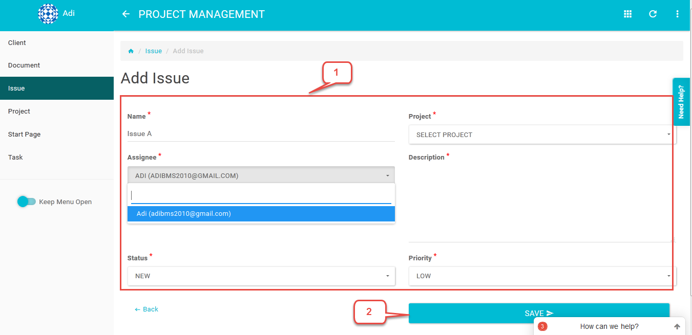 5. Ada button add document untuk input document baru. Issue Index 1. Kemudian klik menu issue. 2.