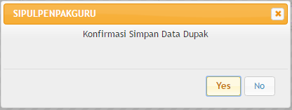 Selanjutnya klik menu Data DUPAK baru untuk memasukan usul DUPAK baru, akan ditampilkan form usul data Dupak baru sebagai berikut.